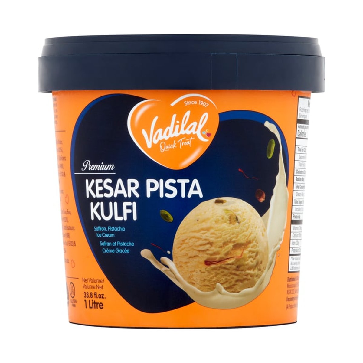 VADILAL KESAR PISTA KULFI 1LT ICE CREAM - Image 1