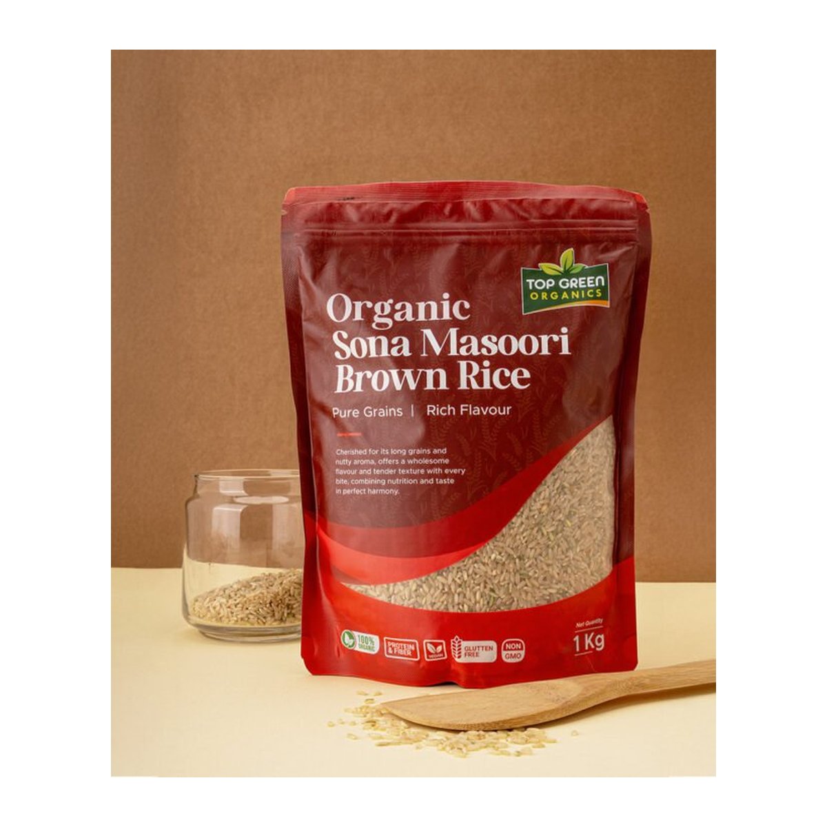ORGANIC SONAMSR BROWN RICE 1KG 24M - Image 1