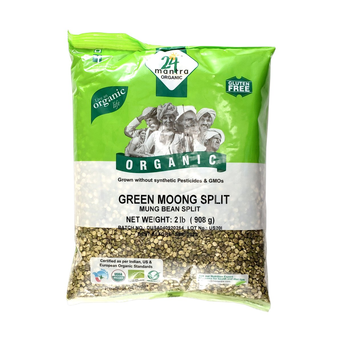 24MANTRA ORGANIC GREEN MOONG DAL SPLIT 4LB - Image 1