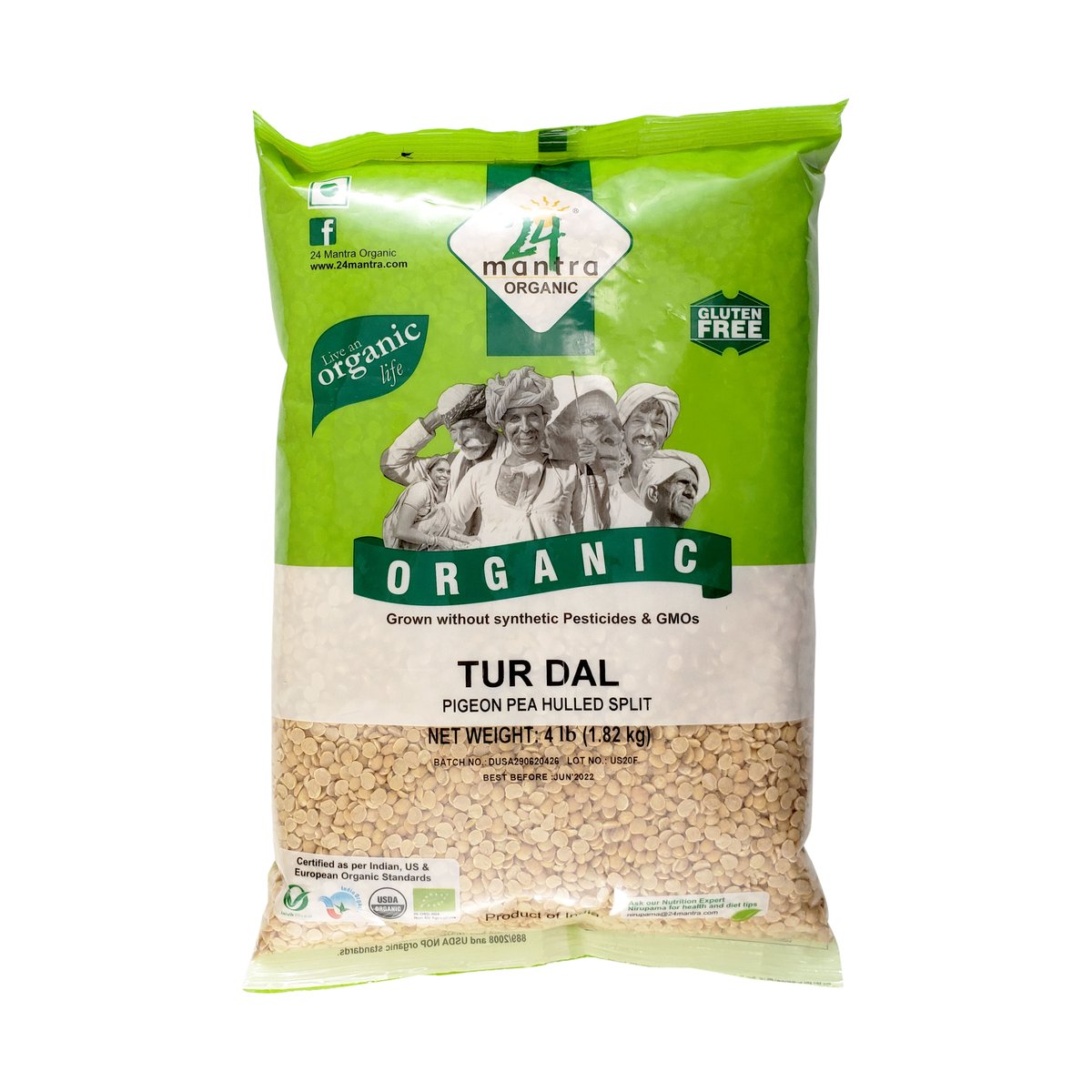 24MANTRA ORGANIC TUR (TOOR) DAL 4LB - Image 1