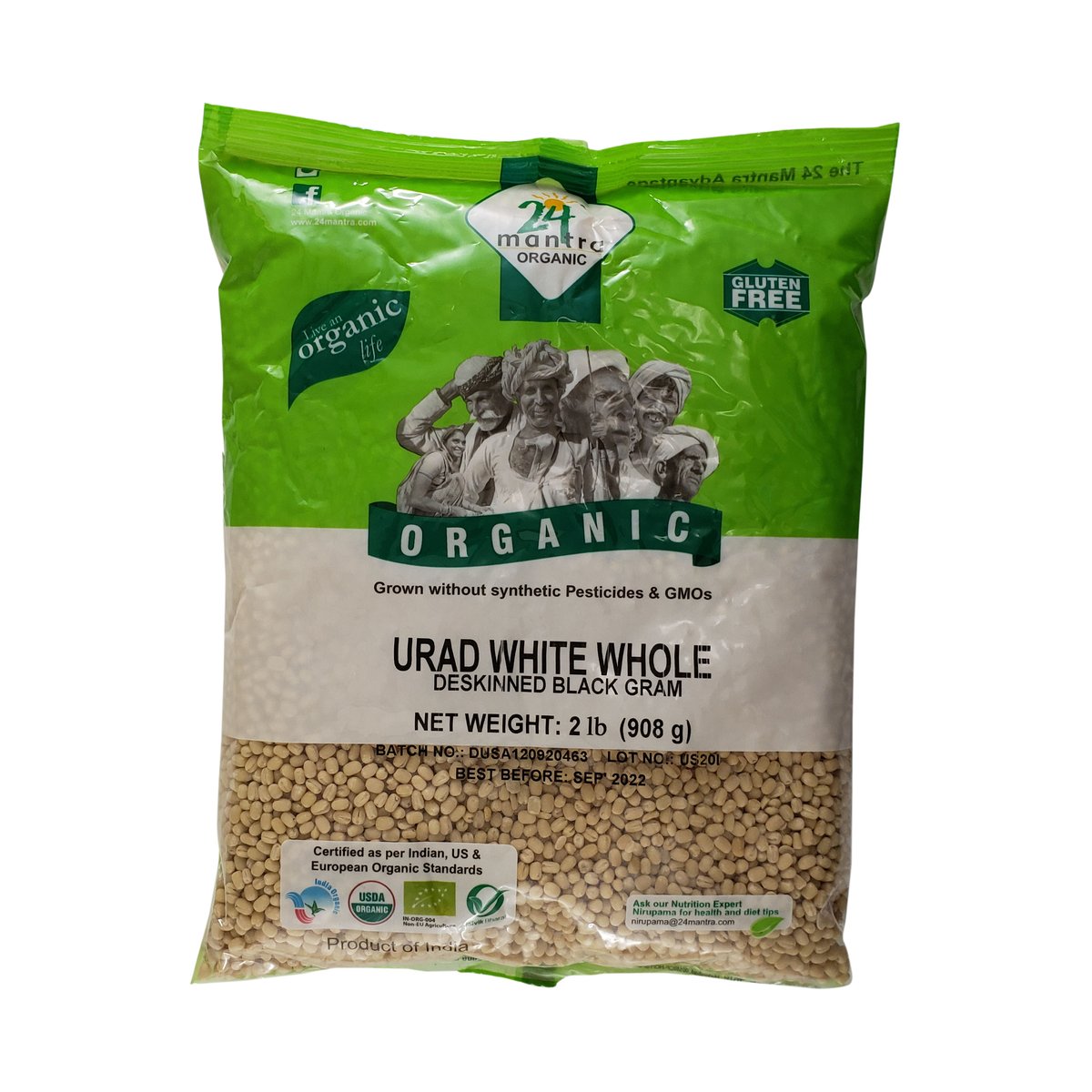 24MANTRA ORGANIC URAD WHITE WHOLE 2LB - Image 1