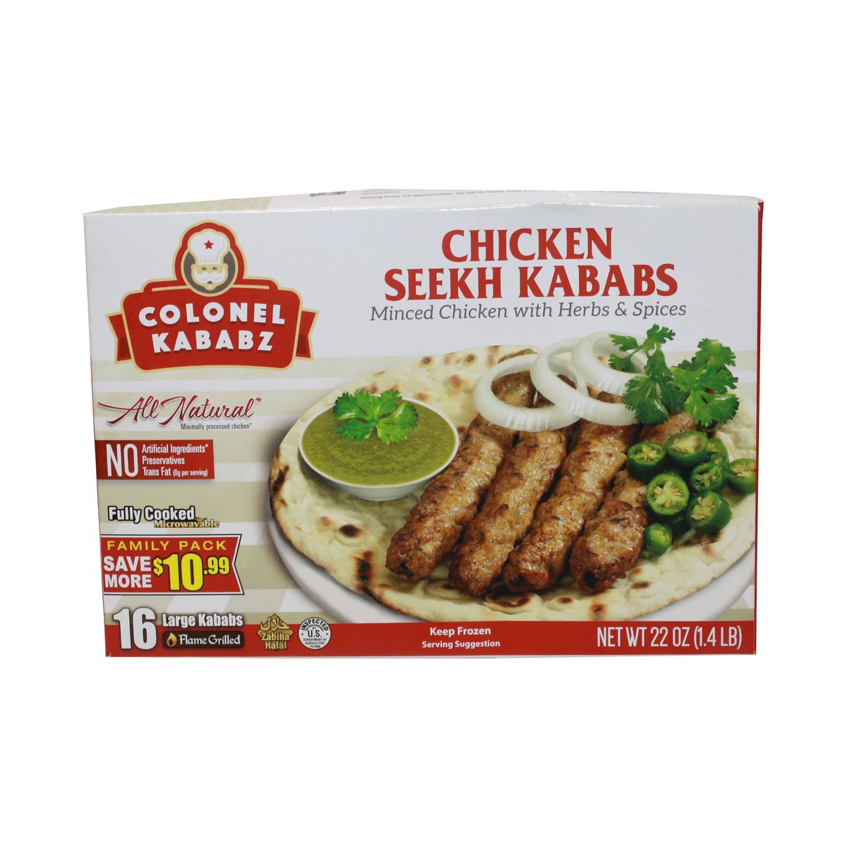 COLONEL KABABZ CHICKEN SEEKH KABABS 22OZ - Image 1