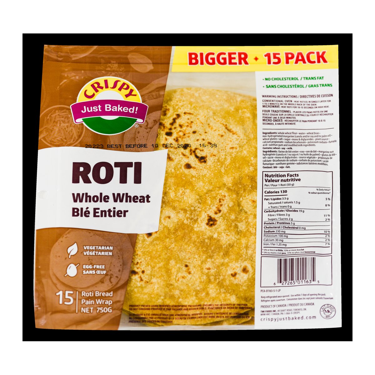 CRISPY WHOLE WHEAT ROTI 500GM - Image 1