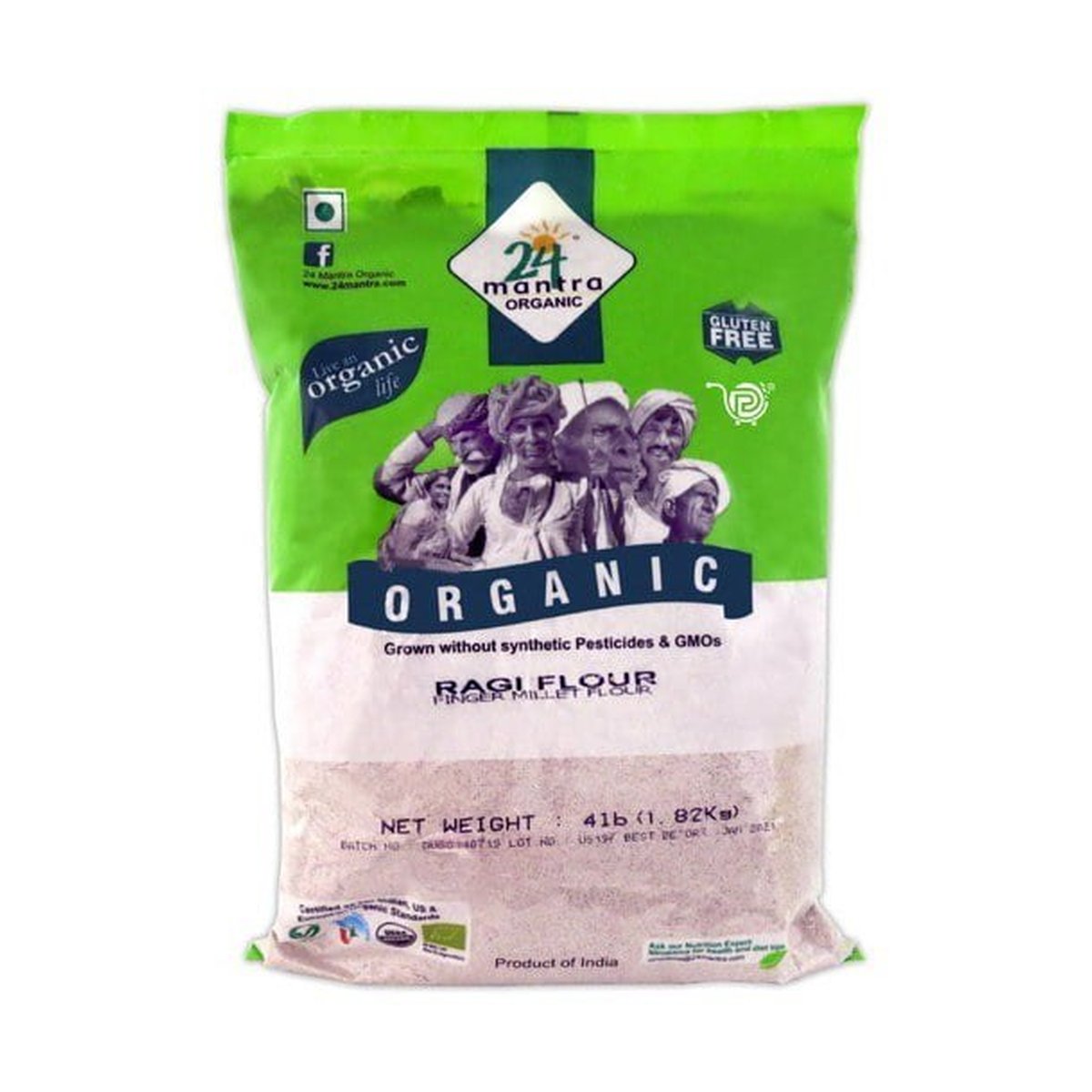 24MANTRA ORGANIC RAGI FLOUR 4LB - Image 1