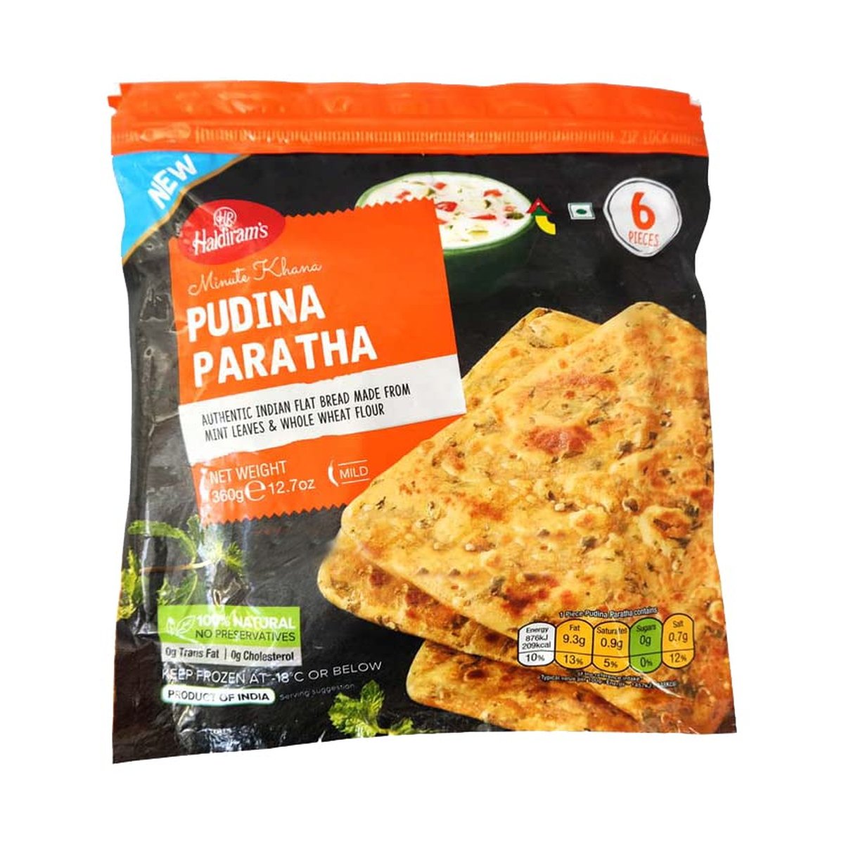 HALDIRAMS PUDINA PARATHA 6PC 360GM - Image 1