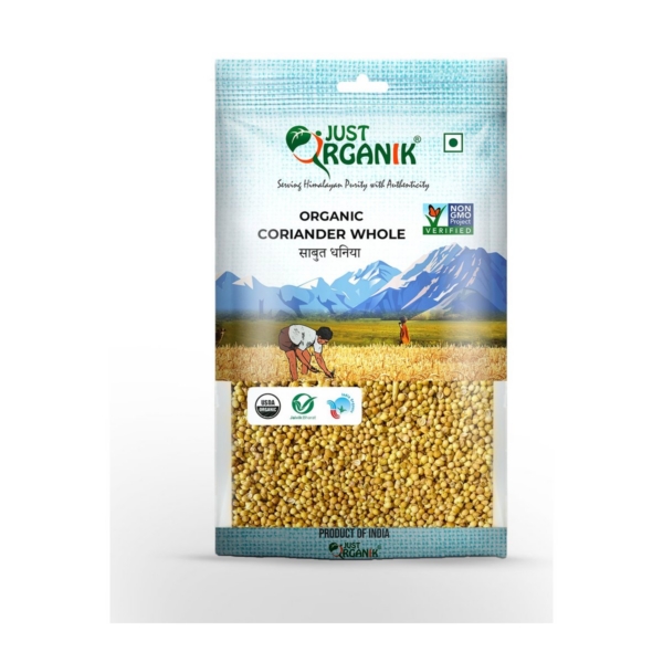 JUST ORG CORIANDER WHOLE 8.81O(SEEDS)250GM