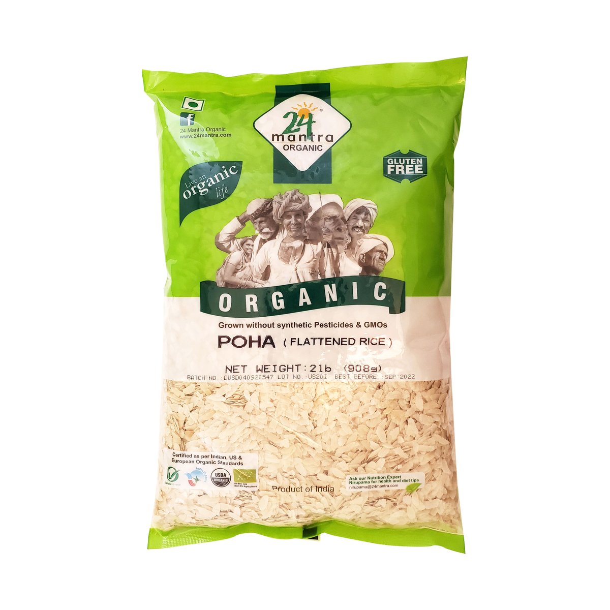 ORGANIC WHITE POHA 2LB 24 MANTRA - Image 1