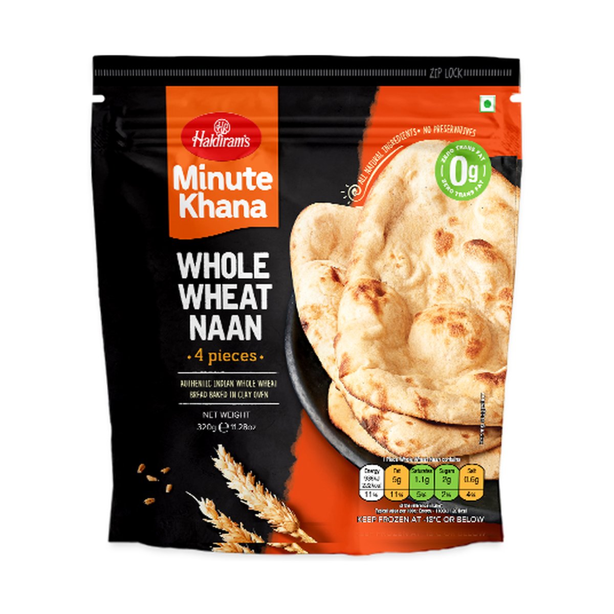 HALDIRAM WHOLE WHEAT NAAN 11OZ - Image 1